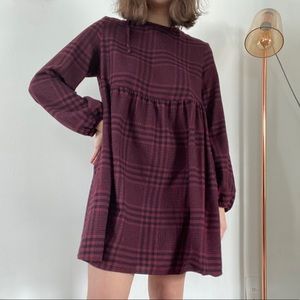 Wild Fable Plaid Fleece Dress Babydoll Mini Small
